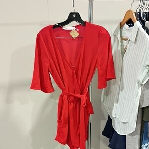 The Impeccable Pig Vibrant Red Romper